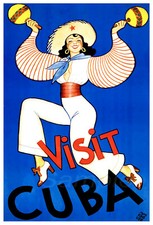 Listing image for VINTAGE VISIT CUBA TRAVEL A2 POSTER PRINT