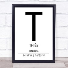 Listing image for ThiÞs Senegal Coordinates World City Travel Quote Wall Art Print