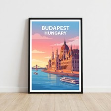 Listing image for Budapest Hungary Travel Poster Wall Art Print Holiday Gift
