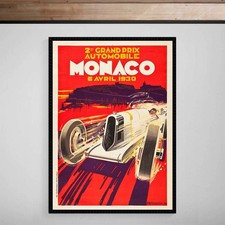Listing image for Grand Prix Automobile Monaco 1930 Travel Print Poster Vintage Art Deco