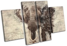 Listing image for Africa Elephant Map Retro Vintage MULTI CANVAS WALL ART Picture Print