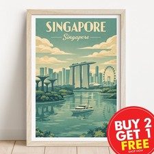 Listing image for Singapore Travel Print, Travel Poster, Retro Poster, Retro Art, Retro Gift, Art