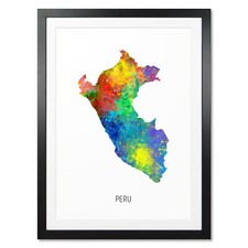 Listing image for Peru Map, Poster, Canvas or Framed Print, watercolour painting 10912