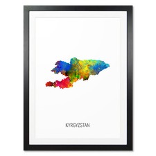 Listing image for Kyrgyzstan Map, Poster, Canvas or Framed Print, watercolour painting 10867