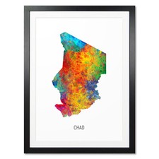 Listing image for Chad Map, Poster, Canvas or Framed Print, watercolour painting 10804