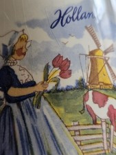 Listing image for Tulips, Cow, Dutch Girl, Dutch Boy, Windmill, Holland, Vintage, Mug, Spring, Art