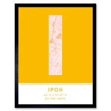 Listing image for Ipoh Malaysia City Map Typography Framed Wall Art Print 12x16 In