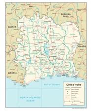 Listing image for Côte d'Ivoire Ivory Coast Road Highway Transportation Map Country Nation Print