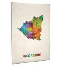 Listing image for Nicaragua Watercolor Map Box Canvas and Poster Print (1336)