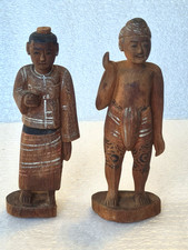 Listing image for Pair of Carved Wooden Burmese Figures - Man & Woman, Folk Art, Tribal, Myanmar