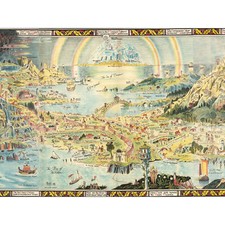Listing image for Map Sleigh 1918 Ancient Fairyland Fantasy Chart Huge Wall Art Poster Print
