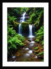 Listing image for Vibrant Waterfall Framed Wall Art Poster Canvas Print Picture
