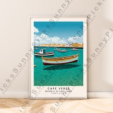 Listing image for Cape Verde Travel Print Illustration Art Africa Poster Wall Art Décor Unframed