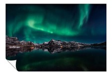 Listing image for AURORA BOREALIS Northern Lights Reflection on Lake Poster Wall Art Home Decor