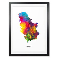 Listing image for Serbia Map, Poster, Canvas or Framed Print, watercolour painting 10931
