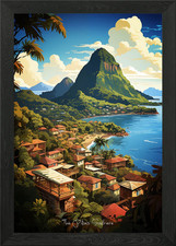 Listing image for The Pitons Soufriere Art Framed Wall Art Poster Canvas Print Picture