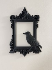 Listing image for Gothic Black Raven Wall Art Frame –Dark Crow Home Decor, Halloween Gift 23x14 Cm