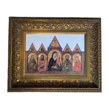 Listing image for Framed Madonna & Child Religious Print Ornate Gold Gilt Frame Christian Art Vtg