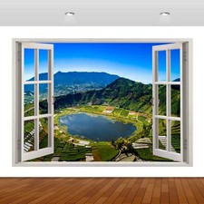 Listing image for Nature Mountains Lake Volcanic 3D Smashed Wall Sticker Poster Vinyl Mural S445
