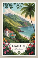 Listing image for Exquisite Mahaut Dominica Travel Poster - Tropical Caribbean Paradise Art Print