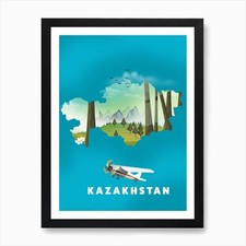 Listing image for Kazakhstan Travel map Art Print Framed Wall Art Poster Canvas Print Picture