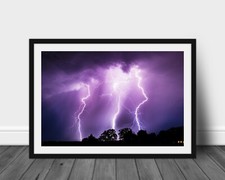 Listing image for Lightning photography print purple nature picture weather wall art photo decor