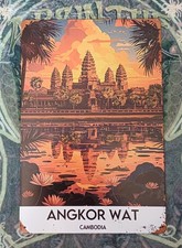 Listing image for ANGKOR WAT TEMPLE CAMBODIA TOURISM POSTER TYPE SIGN PRINT METAL WALL ART INFJ