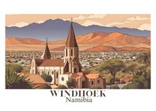 Listing image for Windhoek Namibia Wall Art Poster - Scenic Landscape Print Home Decor