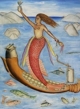 Listing image for Rigaud Benoit : La Sirène : Vodou Sea Goddess : Haitian Spiritual Folk Art Print