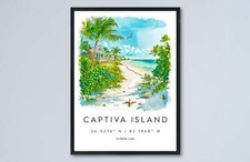 Listing image for Captiva Island Watercolor Poster Captiva Travel Print Florida Wall Art Captiva