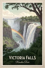 Listing image for Majestic Victoria Falls Zimbabwe - African Wonder Travel Poster A1-A4 Poster Art