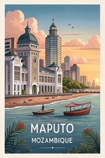 Listing image for Exotic Maputo City, Mozambique - Vibrant Travel Poster Art Print A1-A4 Poster An