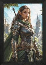 Listing image for Elf Warrior in Armor Framed Wall Art Poster Canvas Print Picture