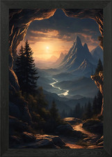 Listing image for Tranquil View from a Cave Framed Wall Art Poster Canvas Print Picture