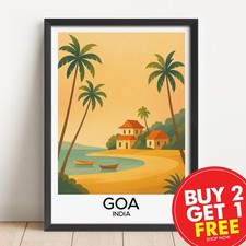 Listing image for Goa India Travel Print, Wall Art Poster, Retro Picture, Vintage Decor, Gift, A3,
