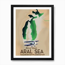 Listing image for Aral Sea Kazakhstan Uzbekistan trav Framed Wall Art Poster Canvas Print Picture