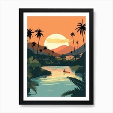 Listing image for Samoa 1 Travel Illustration Art Pri Framed Wall Art Poster Canvas Print Picture