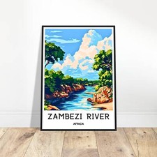 Listing image for Zambezi River Travel Print Poster African Art Print Africa Lover Gift