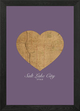 Listing image for Salt Lake City Utah City Heart Stre Framed Wall Art Poster Canvas Print Picture