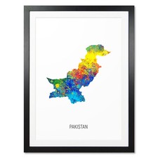 Listing image for Pakistan Map, Poster, Canvas or Framed Print, watercolour painting 10907