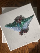 Listing image for Handmade Sea Glass Art Ocean Ray Animal On 20x20 CM Canvas Wall Art Home Decor
