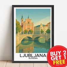 Listing image for Ljubljana Slovenia Travel Print, Retro Travel Poster, Travel Wall Art, Vintage,
