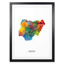Listing image for Nigeria Map, Poster, Canvas or Framed Print, watercolour painting 10899