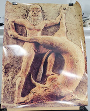 Listing image for Vintage Gilgamesh Bull of Heaven Poster Mesopotamian Myth Fuji Paper 35x27