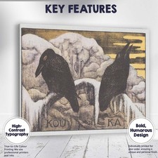 Listing image for Canvas Wall Art Decor Picture Frame Black Ravens on Snowy Rocks Nordic Folklore