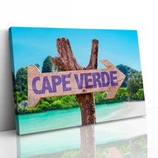 Listing image for Cape Verde Wooden Beach Sign Canvas Framed Print Picture Wall Art