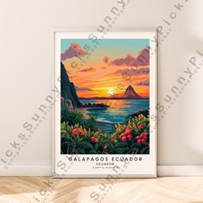 Listing image for Galapagos Islands Wall Print Illustration Art Wall Décor Ecuador Poster Unframed