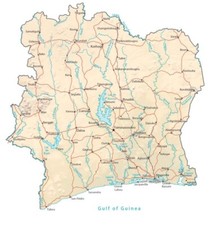 Listing image for Ivory Coast Physical Map GLOSSY POSTER PICTURE PHOTO PRINT BANNER 12636