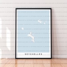 Listing image for Seychelles Map Poster Print Seychelles Unframed Island Wall Art Ocean Decor