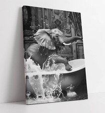 Listing image for ELEPHANT SPLASHING IN BATH 2 BATHROOM DECOR FRAMED CANVAS WALL ART PICTURE PRINT